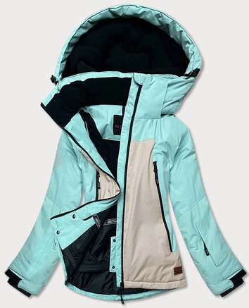 KURTKA NARCIARSKA DAMSKA MIĘTOWO - BEŻOWA (B2382)