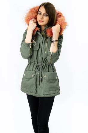 BAWEŁNIANA DAMSKA PARKA ZIMOWA KHAKI 1 (K5001)