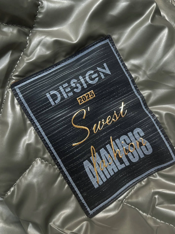 Pikowana kurtka na zatrzaski khaki (B8179-11)