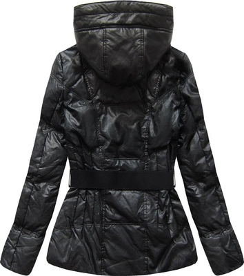 KURTKA Z EKOSKÓRY Z KAPTUREM CZARNA (1997)