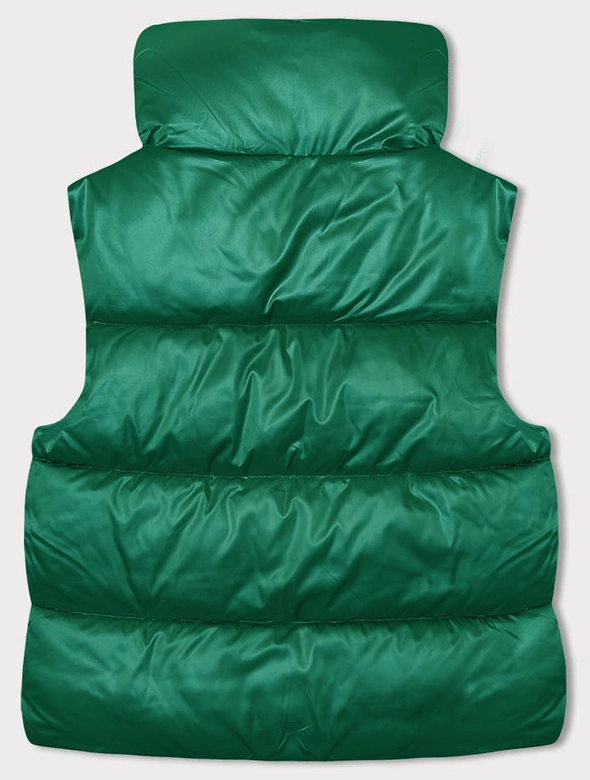 Krótki bezrękawnik damski ze stójką zielony (B8158-82)