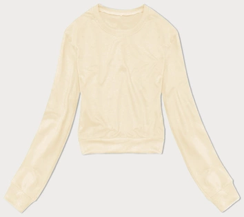 Cienka krótka bluza dresowa damska ecru (8B938-67+132)