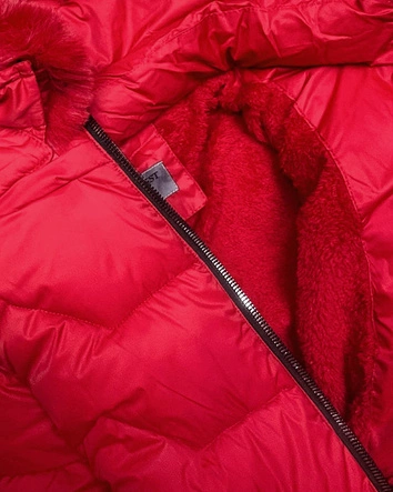 PIKOWANA KURTKA ZIMOWA Z KAPTUREM CZERWONA (B2719-4)