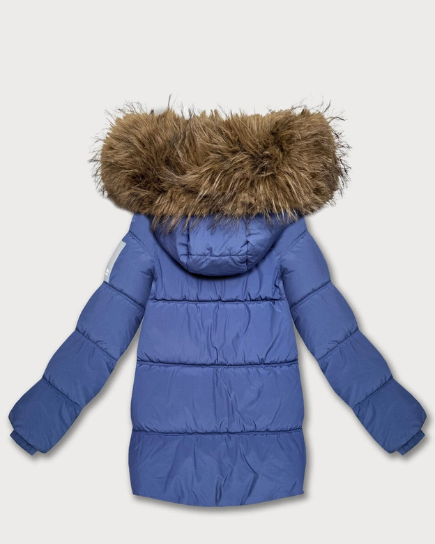 Kurtka puchowa z kapturem niebieska (KK60612)