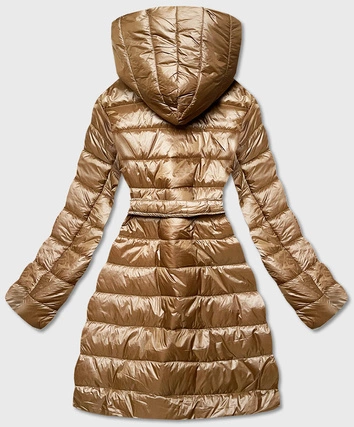 Lekka kurtka damska zimowa z ocieplanym kapturem brązowa (omdl-019)
