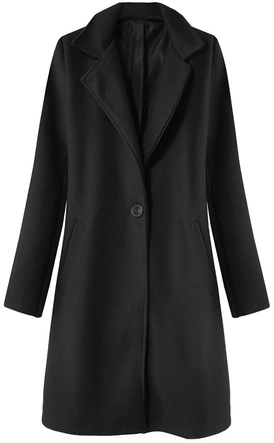 MINIMALISTYCZNY PŁASZCZ NA GUZIK CZARNY (3106)
