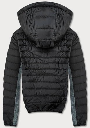 Sportowa kurtka męska z odblaskowymi zamkami czarny-grafit (8M908-392)