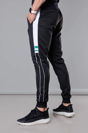 Męskie dresy z lampasami czarne (8K161)