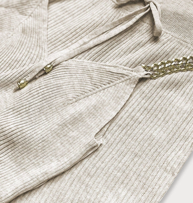 DZIANINOWY KOMPLET TOP + SZORTY BEŻOWY (798)