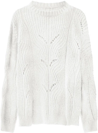 MIĘKKI AŻUROWY SWETER ECRU (495ART)