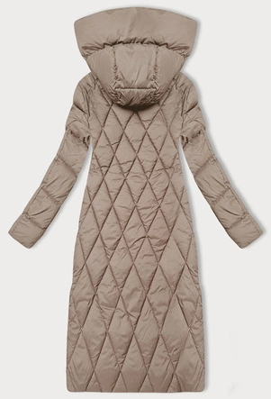 Długa zimowa kurtka damska z kapturem Libland beżowa (7832)