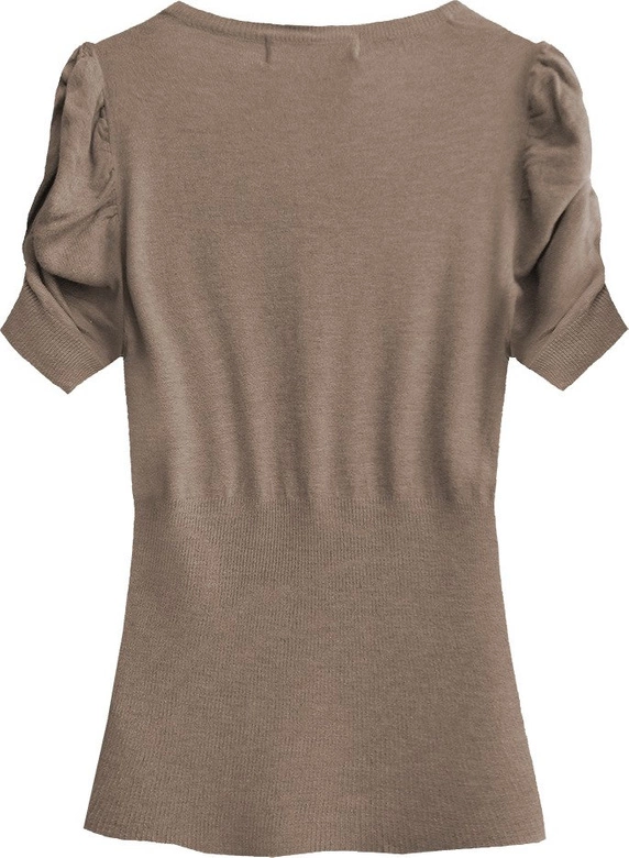 SWETER Z BUFIASTYMI RĘKAWAMI KAKAOWY (1576)