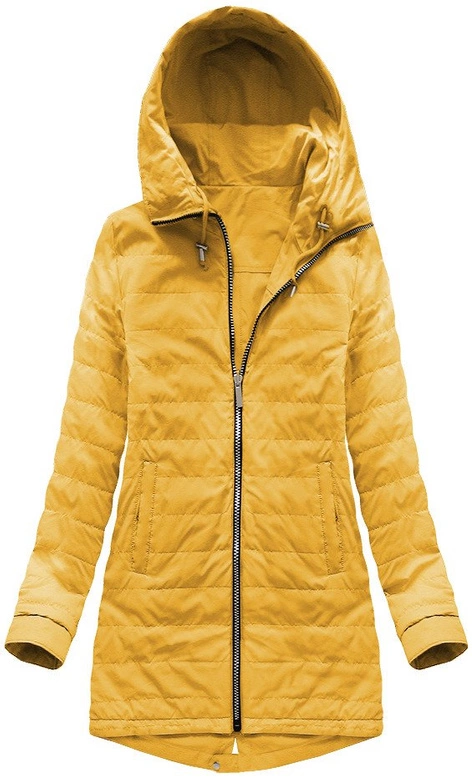 DWUSTRONNA KURTKA Z KAPTUREM MUSZTARDOWA (W0230)