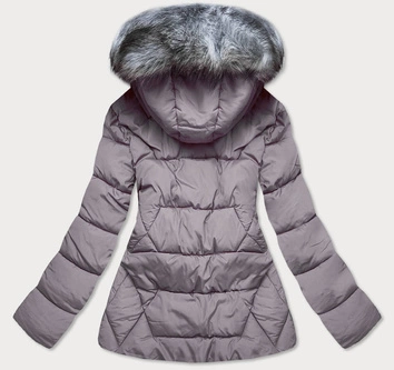 PIKOWANA KURTKA ZIMOWA Z KAPTUREM SZARA (B-9903)