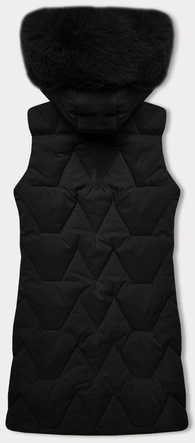 Bezrękawnik damski z futerkiem przy kapturze J Style czarny (16M9172-392)