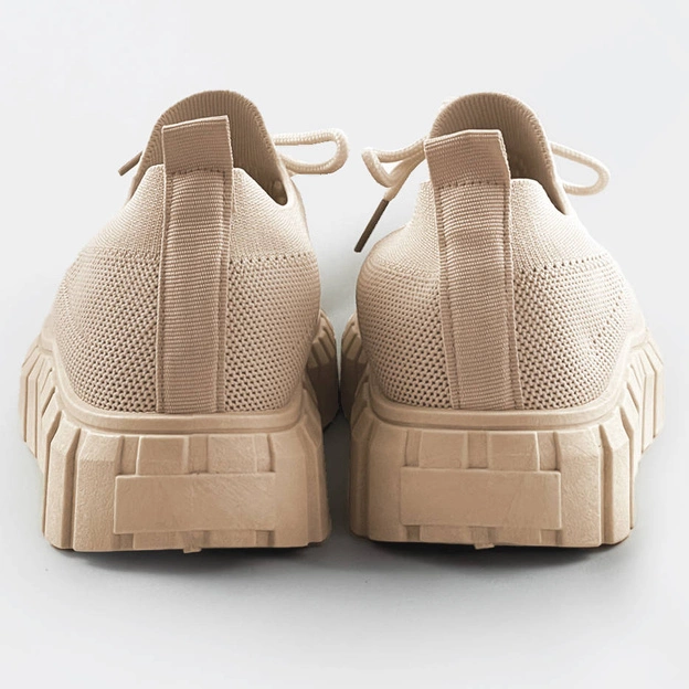 Ażurowe buty sznurowane beżowe (aa37)