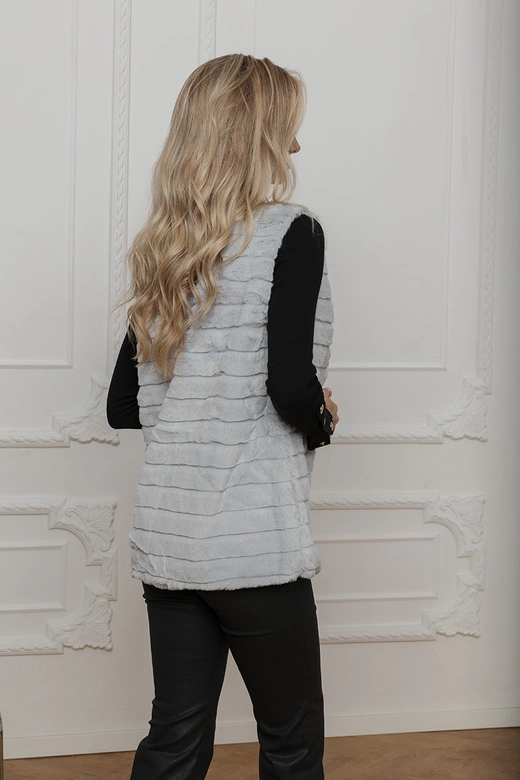 Futrzana kamizelka na podszewce jasnoszara (2114)