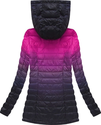 KURTKA OMBRE Z KAPTUREM AMARANTOWO-GRANATOWA (W616)