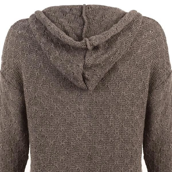 DŁUGI KARDIGAN Z KAPTUREM BRĄZOWY (SW000)