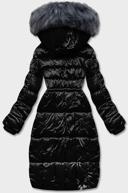 Metaliczna kurtka zimowa damska czarna (B8073-1)