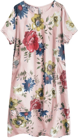 BAWEŁNIANA SUKIENKA OVERSIZE PUDROWY RÓŻ (341ART)