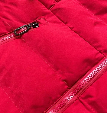 Krótka zimowa kurtka z kapturem czerwona (16m9055-270)