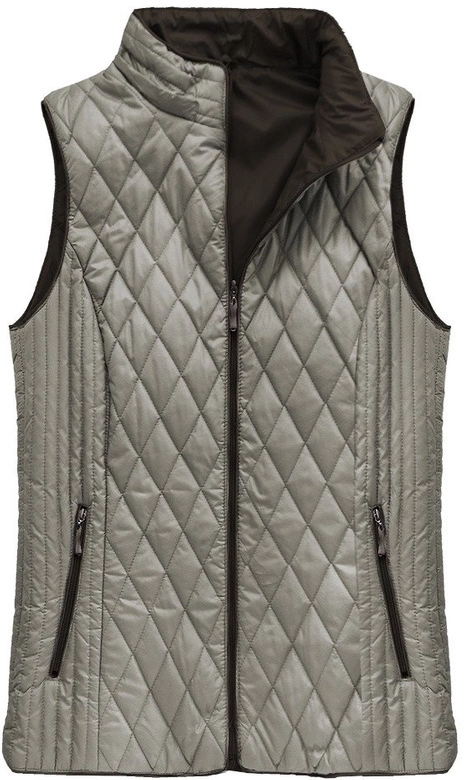 PIKOWANY BEZRĘKAWNIK Z KAPTUREM CAPPUCCINO (B1066-30)