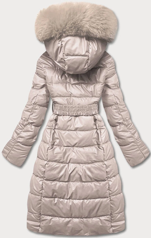 DŁUGA KURTKA ZIMOWA DAMSKA BEŻOWA (TY040-59)