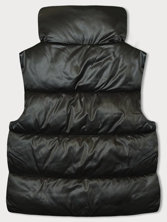 Krótki bezrękawnik damski ze stójką khaki (B8158-11)