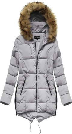 PIKOWANA KURTKA Z KAPTUREM SZARA (X857X)