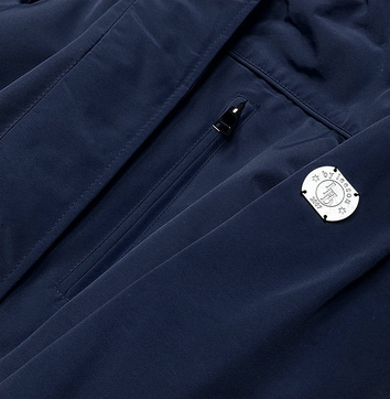 Parka damska z futrzaną podszewką granatowa (m-21207)