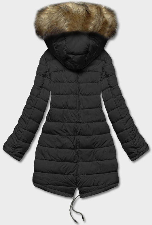 Dwustronna kurtka damska zimowa khaki-czarna (2M-21508)