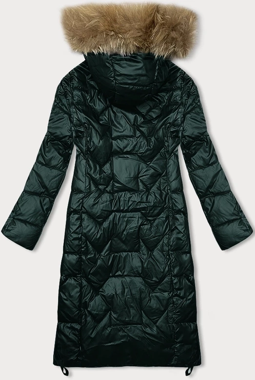 Długa kurtka pikowana damska Glakate ciemna zielona (LU-2203)