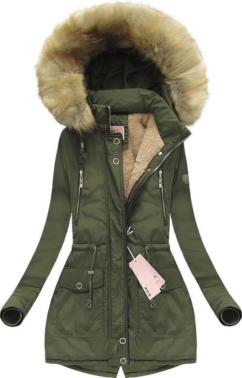 GRUBA PARKA ZIMOWA Z KAPTUREM KHAKI (W124)