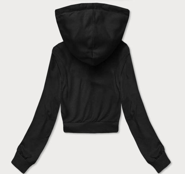 Krótka bluza dresowa z kapturem czarna (8B939-3)