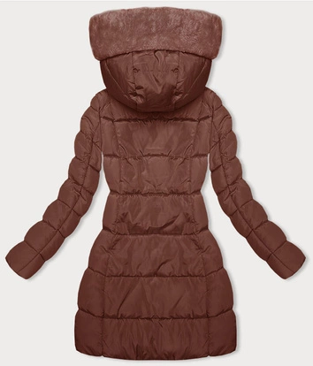 Zimowa kurtka z kapturem ceglana (2M-231)