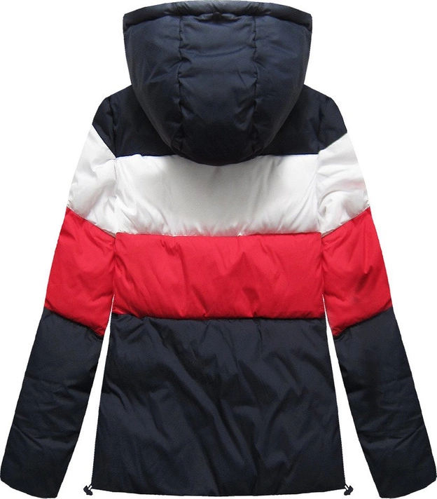 DAMSKA KRÓTKA PIKOWANA KURTKA ZIMOWA GRANATOWA (7692)