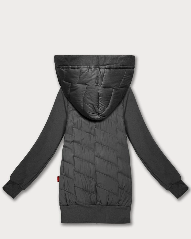 Damska bluza z kapturem z łączonych materiałów Goodlookin grafitowa (AMG-175)