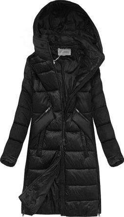 DAMSKA ZIMOWA KURTKA Z ŁĄCZONYCH MATERIAŁÓW CZARNA (J19-011)