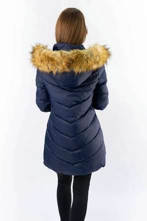 PIKOWANA DAMSKA KURTKA Z KAPTUREM GRANATOWA (1907)