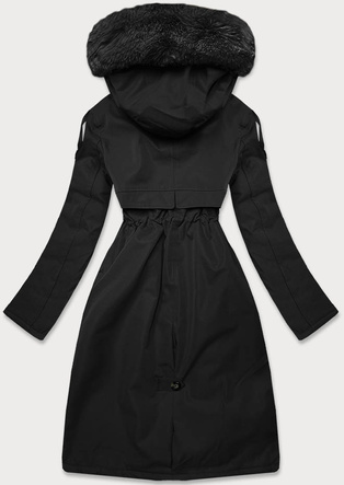 ZIMOWA DAMSKA PARKA BAWEŁNIANA CZARNA (FM03-B1)