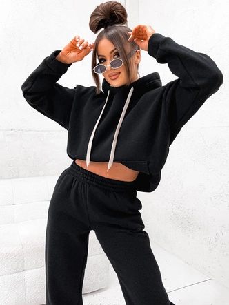 Bawełniany gruby dres damski czarny (82143)