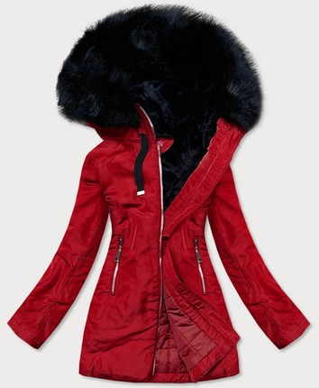 DAMSKA KURTKA ZIMOWA Z KAPTUREM BORDOWA (8951-B)