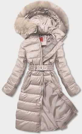 DŁUGA KURTKA ZIMOWA DAMSKA BEŻOWA (TY040-59)