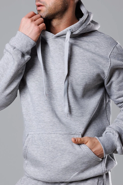 Męska bluza z kapturem jasna szara (68B2009-2)