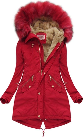 KURTKA ZIMOWA Z WIĄZANIAMI CZERWONA (W136)