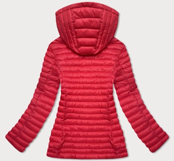 Pikowana kurtka z kapturem czerwona (ld-7218)
