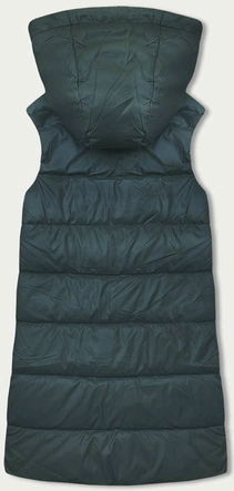 Bezrękawnik damski z kapturem ciemny zielony (B8212-10)