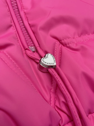 Pikowana kurtka z odpinanym kapturem Miss TiTi różowa (2482)