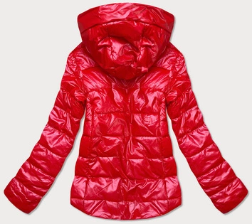 Metaliczna kurtka z kolorową podszewką czerwona (w708)